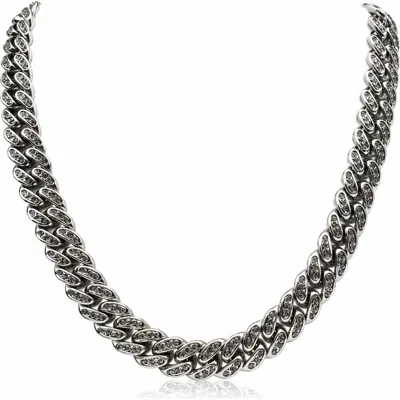 Guess Crystal Curb Chain Necklace In Silver