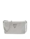 Guess Crystal-embellished Chain-strap Bag In Silver