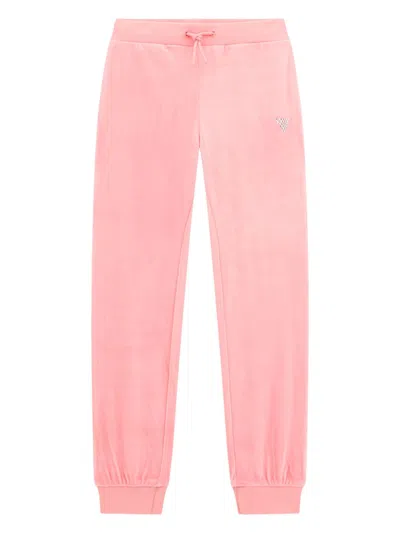 Guess Kids' Crystal-embellished Track Pants In Pink