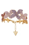 Guess Crystal Flower Chain Bracelet In Gray