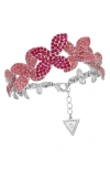 Guess Crystal Flower Chain Bracelet In Silver