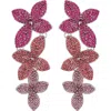 Guess Crystal Flower Linear Drop Earrings In Silver