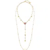 Guess Crystal Heart Layered Chain Necklace In Gold