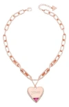 Guess Crystal Heart Pendant Necklace In Gold