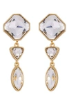 Guess Crystal Linear Drop Earrings In Goldtone