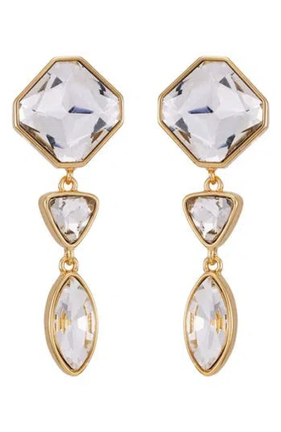 Guess Crystal Linear Drop Earrings In Goldtone