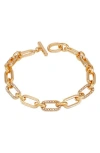 Guess Crystal Link Toggle Bracelet In Goldtone