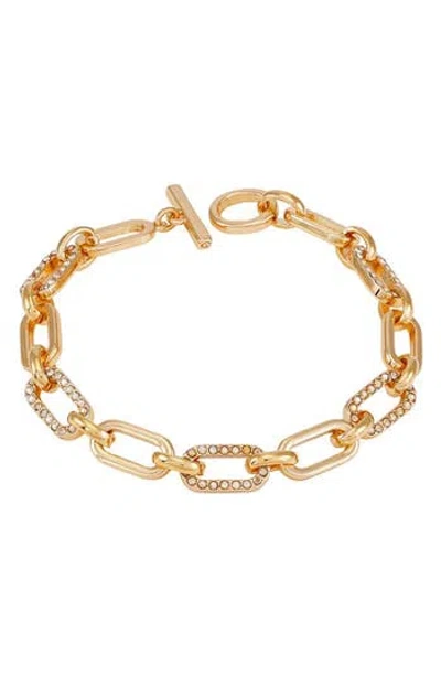 Guess Crystal Link Toggle Bracelet In Gold