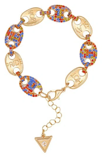 Guess Crystal Mariner Chain Bracelet In Gold