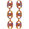 Guess Crystal Mariner Link Linear Drop Earrings In Gold