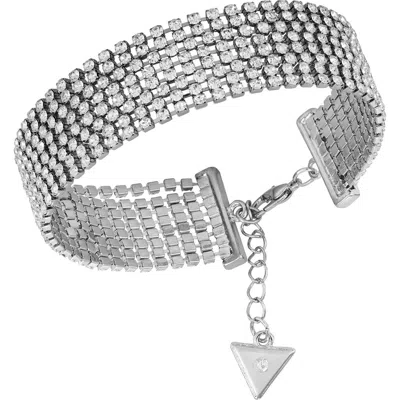 Guess Crystal Multirow Bracelet In Silver