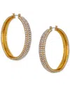 Guess Crystal Pave Large Hoop Earrings In Gold