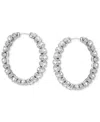 Guess Crystal Pave Large Hoop Earrings In Silver