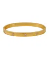 Guess Cubic Zirconia Gold And Silver-tone Side Hinge Bangle Bracelet In Gold