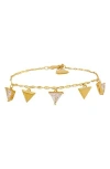 Guess Cubic Zirconia Triangle Charm Line Bracelet In Goldtone