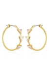 Guess Cubic Zirconia Triangle Hoop Earrings In Goldtone