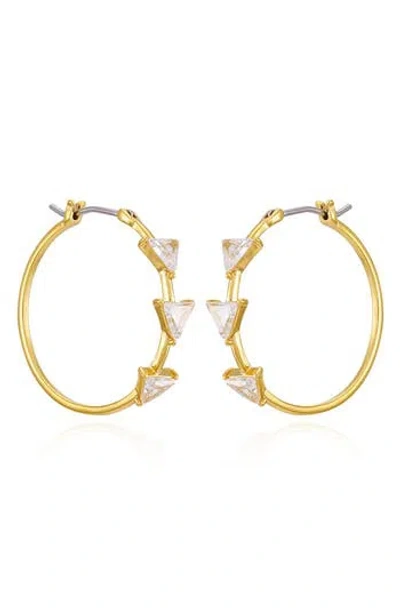 Guess Cubic Zirconia Triangle Hoop Earrings In Goldtone