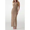 Guess Cynthia Sequin Keyhole Maxi Dress In Brown