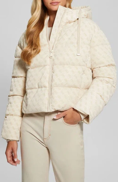 GUESS GUESS DAISY FLOCK LOGO PUFFER COAT