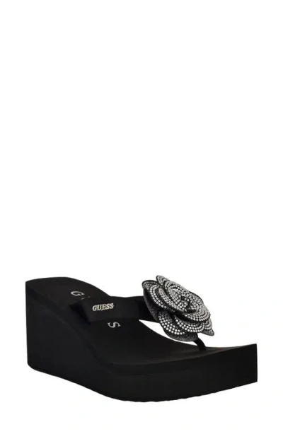 Guess Damani Platform Wedge Sandal In Black
