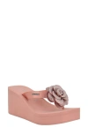 Guess Women's Damani Rhinestone Flower Eva Platform Wedge Sandals In Pink