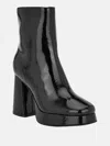 Guess Danca Boots Women's Black Patent Block Heel Platform Bootie Lion626 In Black