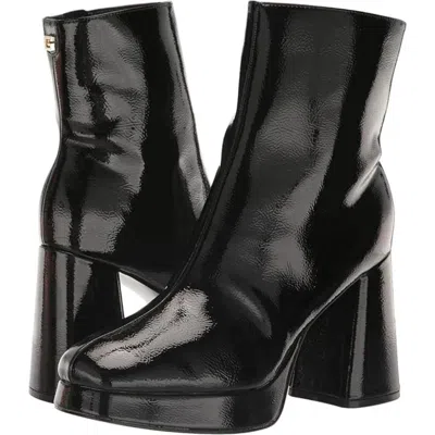Guess Danca Boots Women's Black Patent Leather Block Heel Bootie Lion465