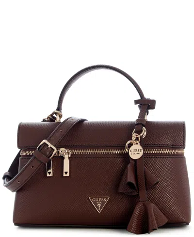 Guess Danielle Canister Small Crossbody Handbag In Brown