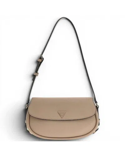 Guess Danya Flap Woman Taupe Shoulder Bag In Synthetic Material With Plot And Front Logo In Gray