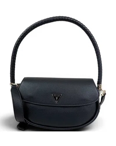 Guess Danya Flap Women's Black Shoulder Bag In Synthetic Material With Plot And Front Logo