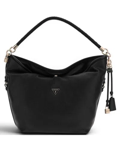 Guess Danya Hobo Bag Woman Black In Synthetic Material With Zipper Closure