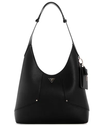 Guess Darcy Magnetic Snap Large Hobo Bag In Black