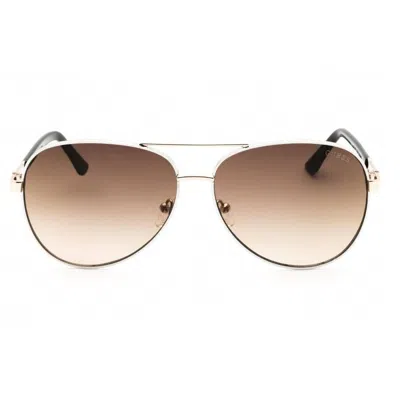 Guess Dark Brown Gradient Pilot Ladies Sunglasses Gu00173 21f 60 In Gold