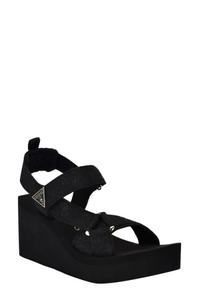 Guess Daysa Slingback Platform Wedge Sandal In Black