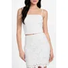 Guess Delilah Floral Embroidery Crop Top In White