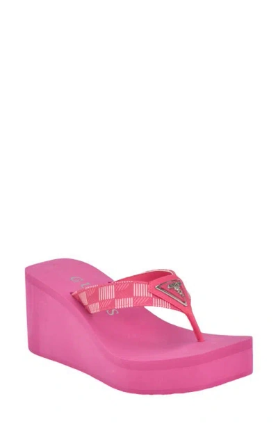 Guess Women's Silus Embellished Platform Wedge Sandals In Pink