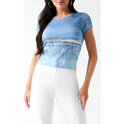 Guess Denim Graphic T-shirt In Black