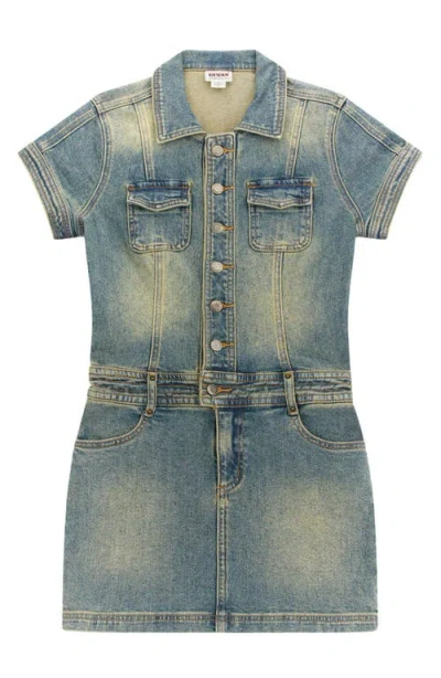 Guess Denim Minidress In Go Tinted Rain Lt Wash