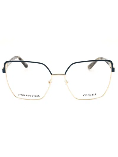 Guess Designer Rectangular Women's Eyeglasses - Model Gu50229 In Gold