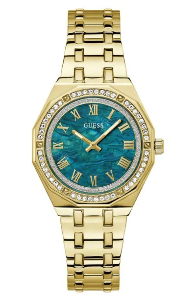 Guess Desire Crystal & Mother-of-pearl Goldtone Bracelet Watch, 36mm In Green