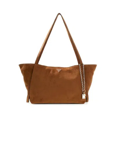 Guess Devon 3 Comp Tote Bag In Brown