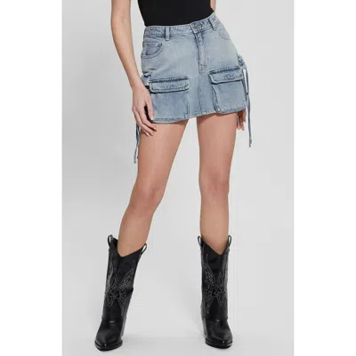 Guess Devon Cargo Denim Miniskirt In Merci
