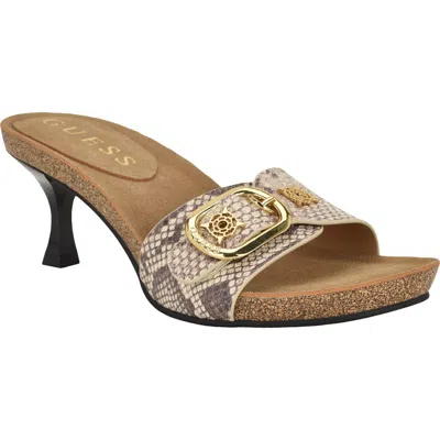 Guess Dexta Buckle Strap Sandal In Animal Print