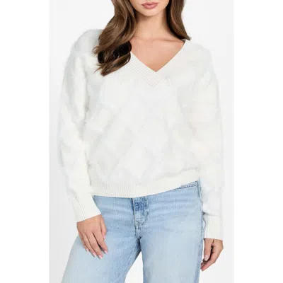 Guess Diamond Stitch Sweater In White