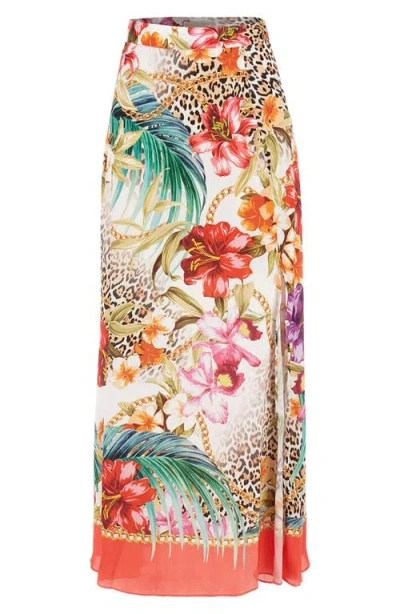 Guess Dora Floral Skirt In Coral Jungle