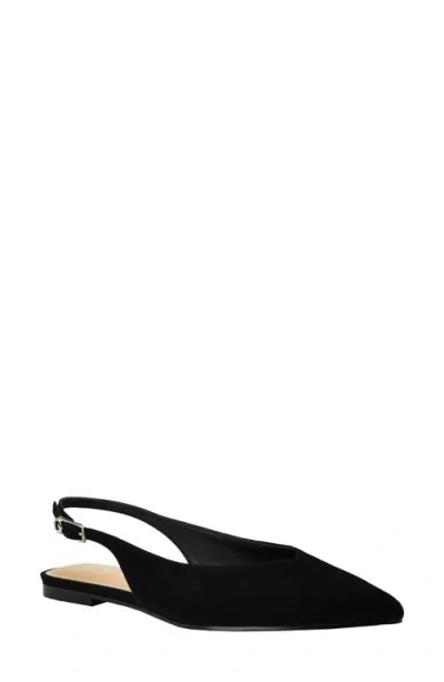 Guess Dorazio Slingback Pointed Toe Suede Flat In Black