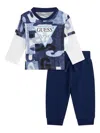 Guess Baby Boys Long Sleeve T-shirt And Joggers Set In Blue