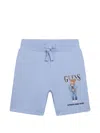 Guess Drawstring Graphic Shorts In Blue