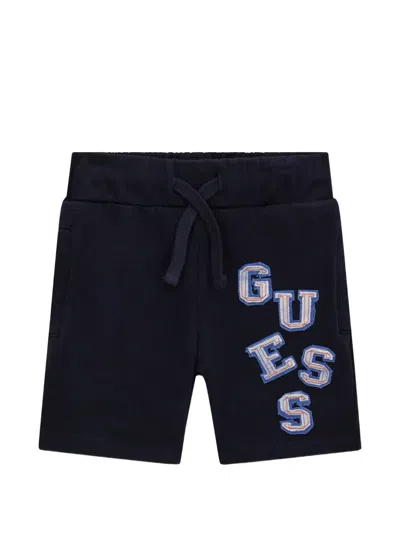 Guess Kids' Drawstring-waist Letter-appliqué Shorts In Black