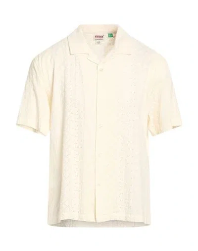 Guess Eco Man Shirt Ivory Size L Cotton In White